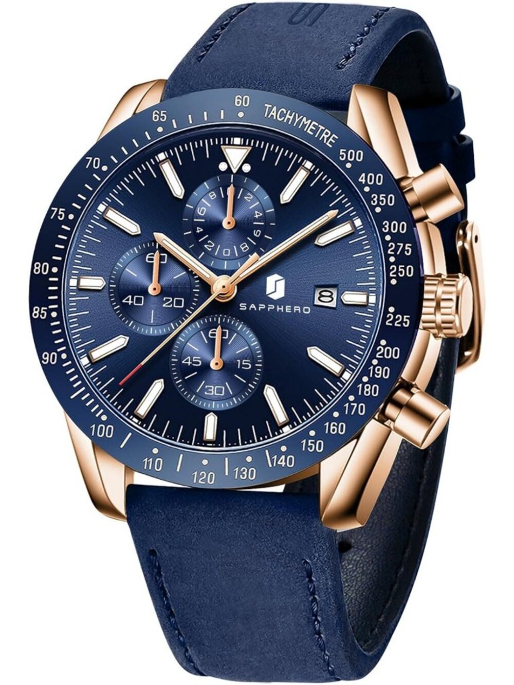 Stylish Men's Analog Quartz Chronograph Watch - Waterproof, Leather & Silicone